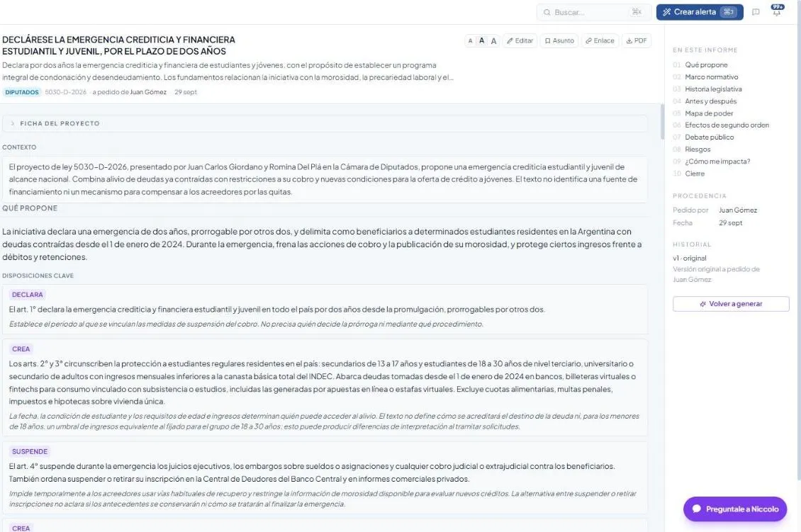 Un Deep Dive abierto, con el índice de secciones a la derecha y el contenido generado a la izquierda